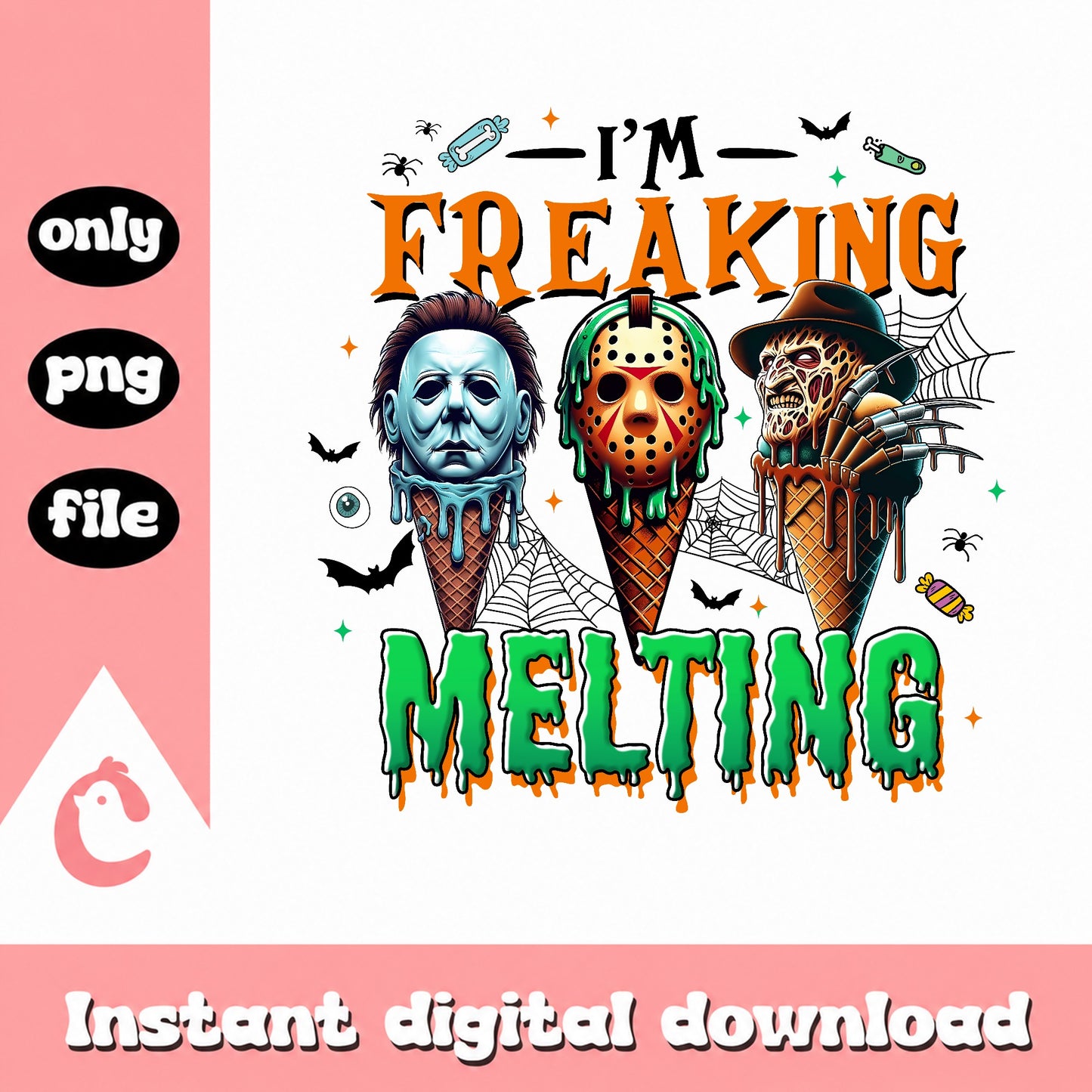 Horror Characters Ice Cream PNG, Halloween Killers PNG, Spooky PNG