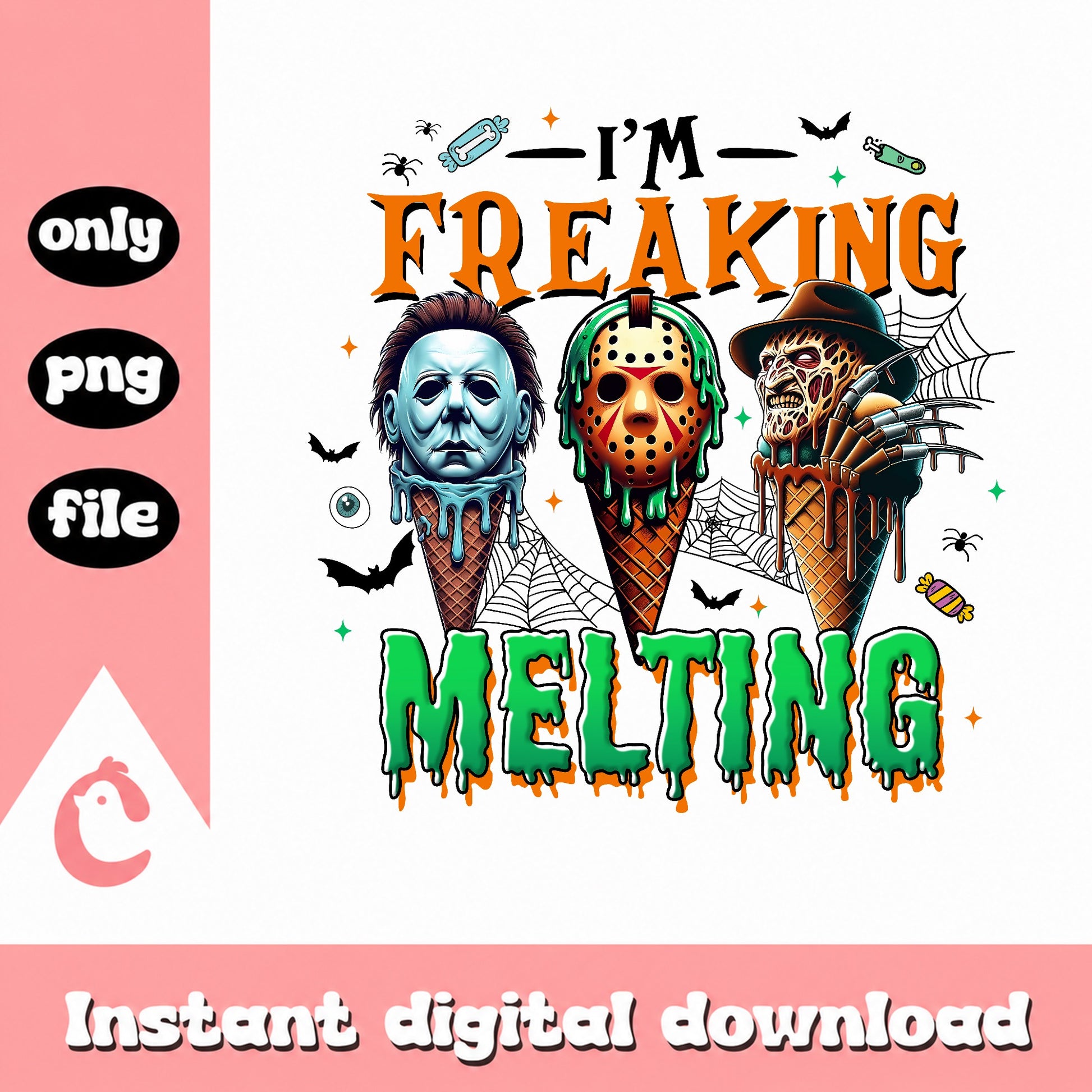 Horror Characters Ice Cream PNG, Halloween Killers PNG, Spooky PNG