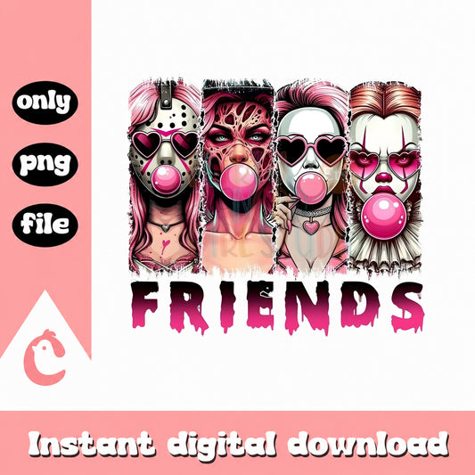Horror Friends Bubble Gum PNG, Halloween Girls Clipart, PNG File