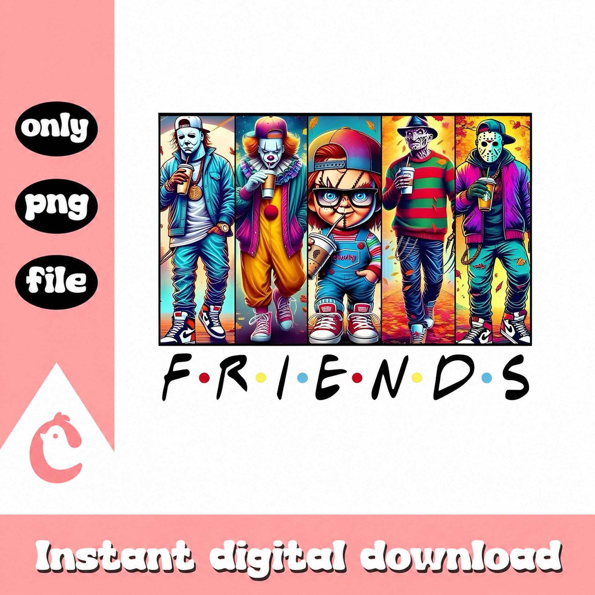Horror Friends PNG Bundle, Chucky Freddy Jason Myers, Halloween PNG