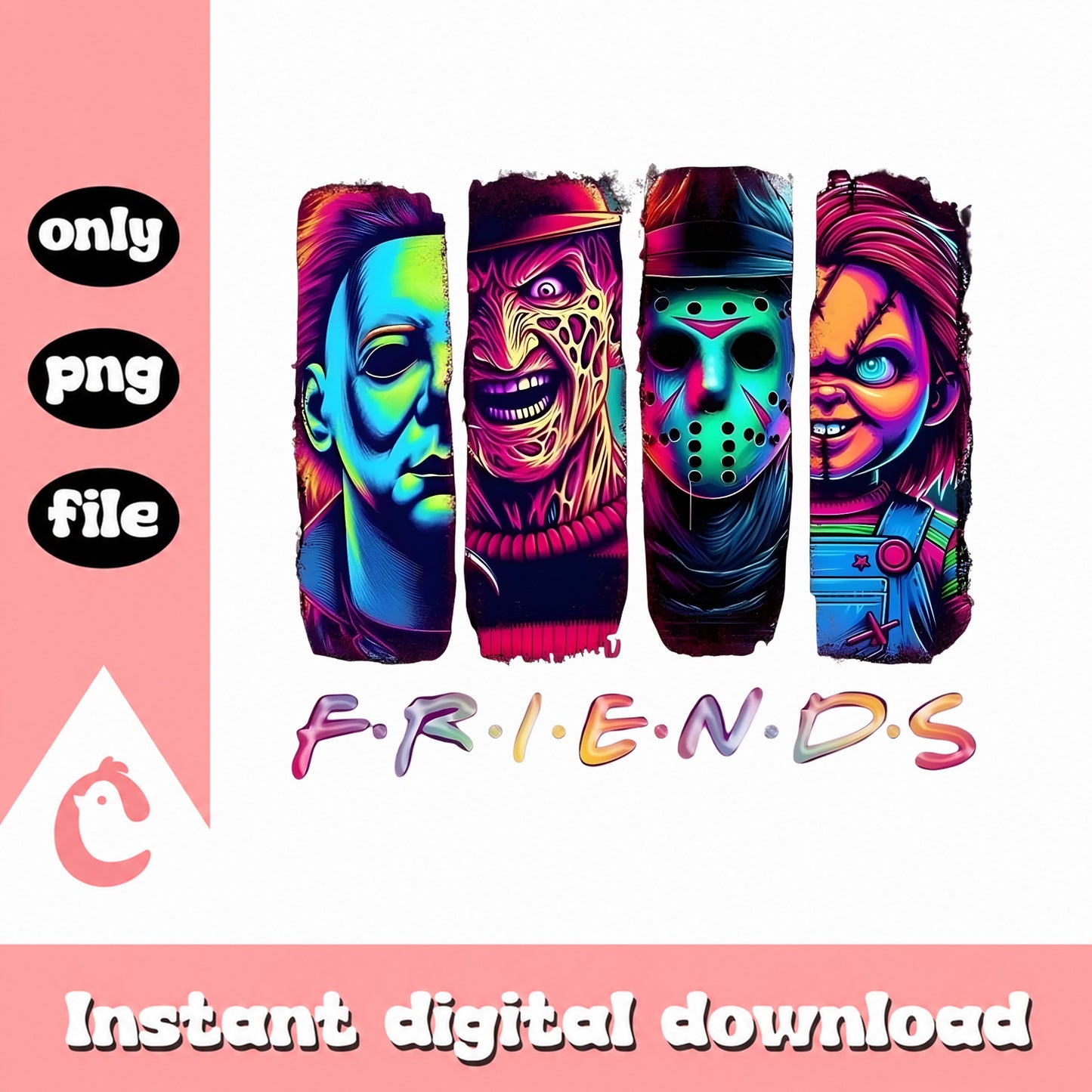 Horror Friends PNG Bundle, Halloween Slasher Characters, PNG File