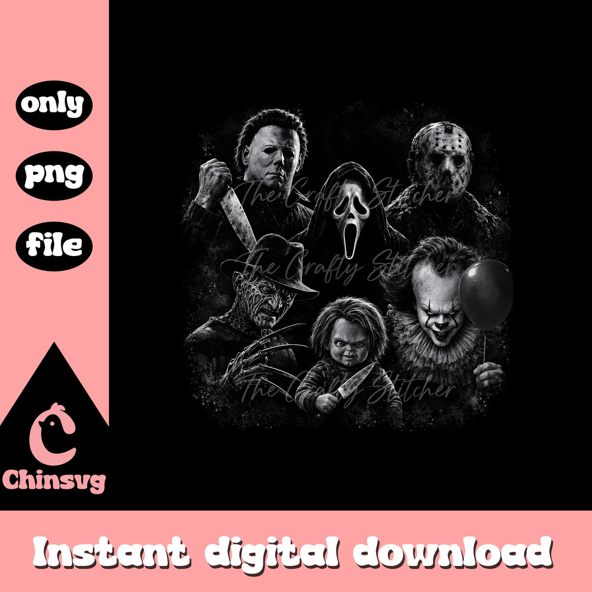 Horror Movie Characters Bundle PNG, Halloween Horror PNG, Scary Killers PNG