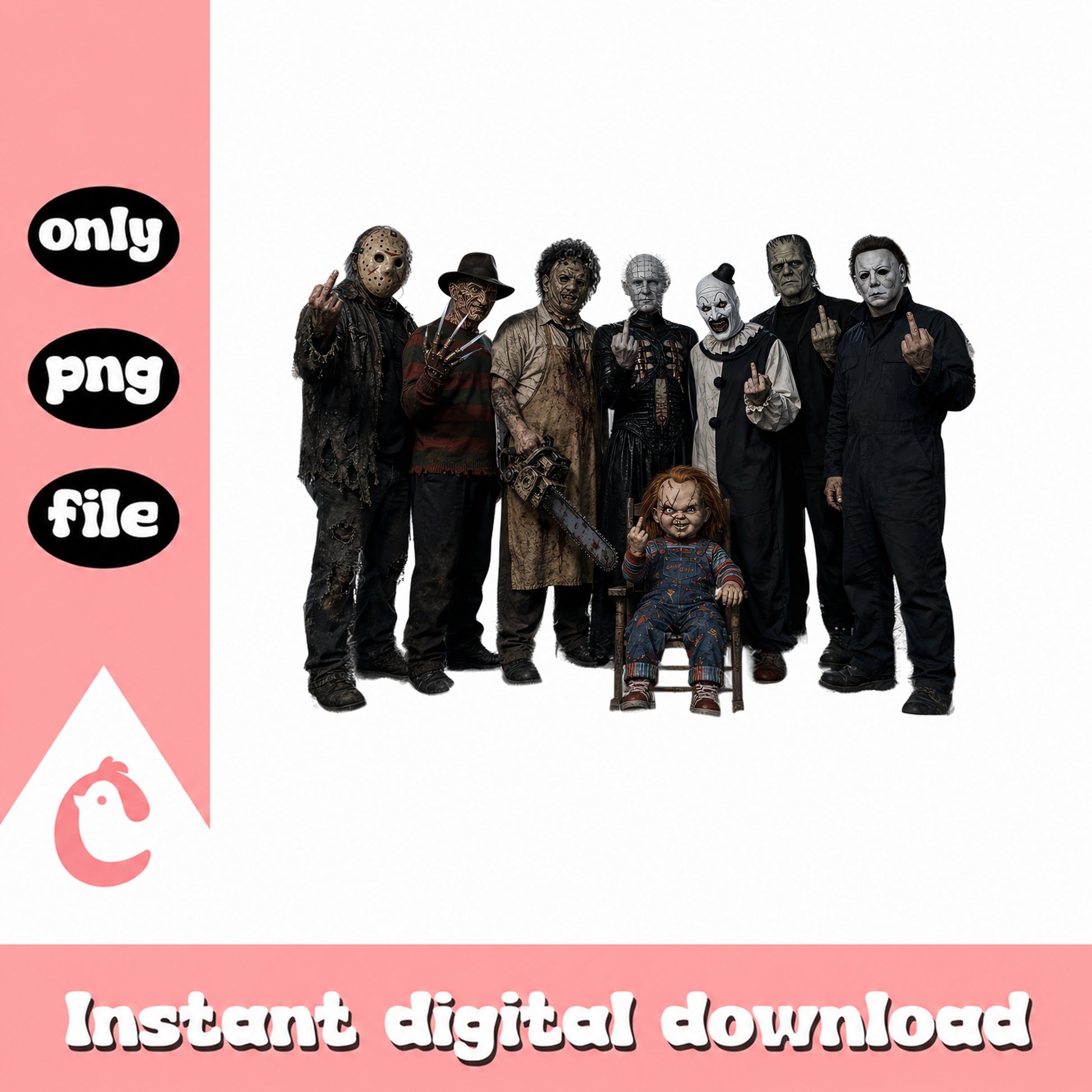 Horror Movie Characters PNG Bundle, Halloween Clipart, PNG File