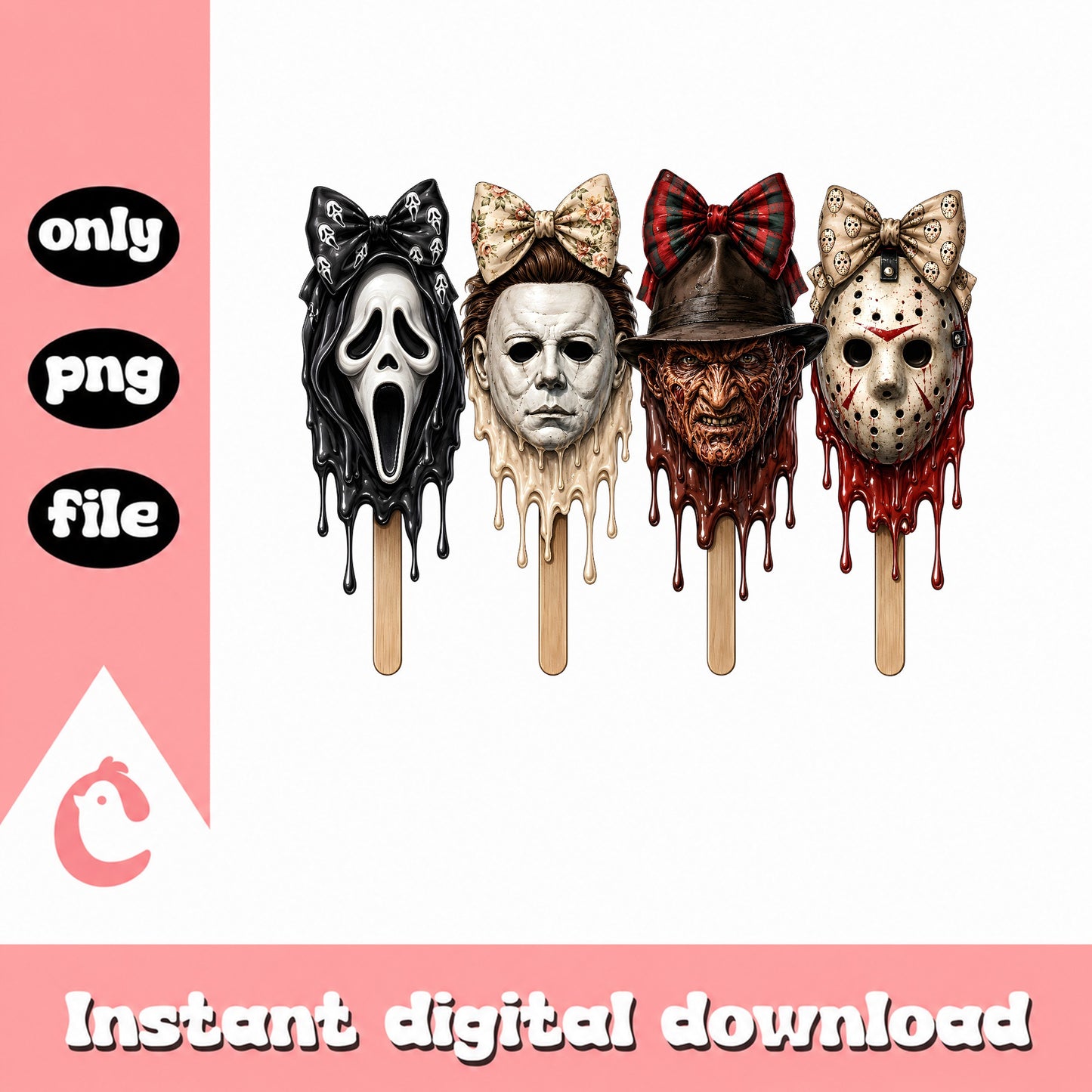 Horror Movie Ice Cream PNG, Halloween Sublimation, PNG File
