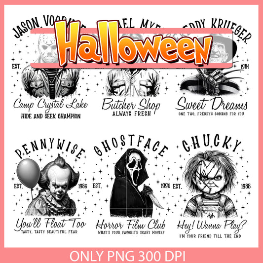 Horror black white halloween quotes bundle png, horror characters​ png