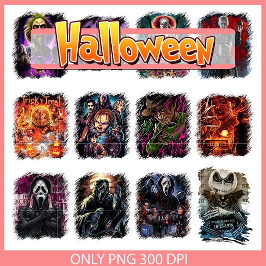 Horror character design bunlde png, horror movies characters​ png