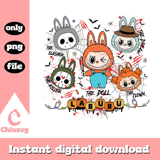 Horror character face labubu halloween png, halloween monster png