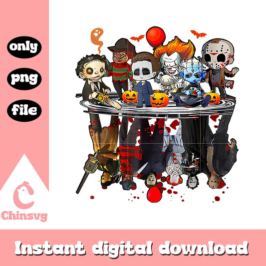 Horror characters chibi png, horror chibi png, horror movies png