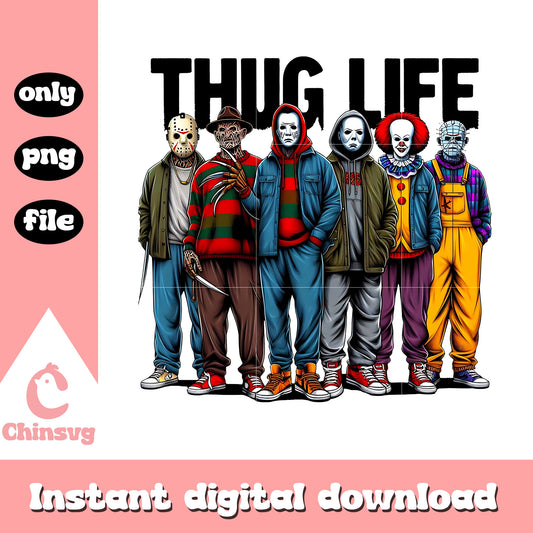 Horror characters collage thug life png, halloween thug life png