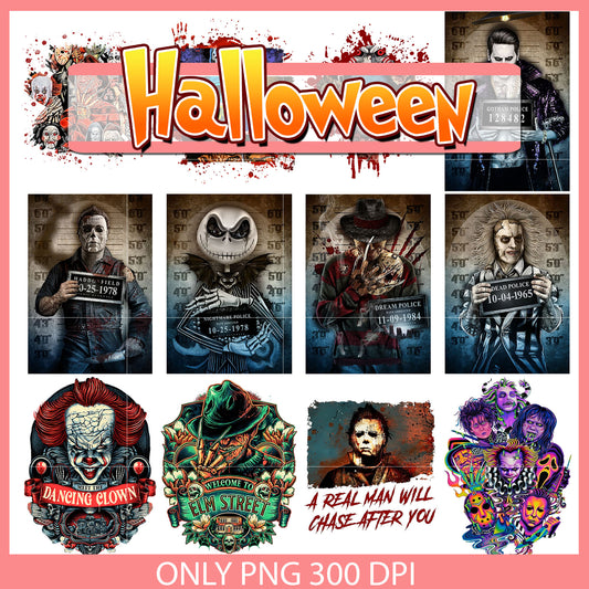 Horror characters criminal bundle png, halloween horror night​ png