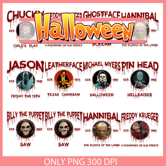 Horror characters est halloween bundle png, horror characters​ png