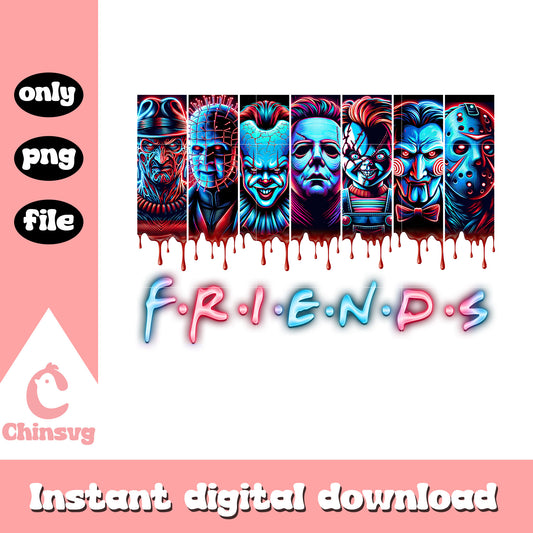 Horror characters friends halloween blood png, halloween design png