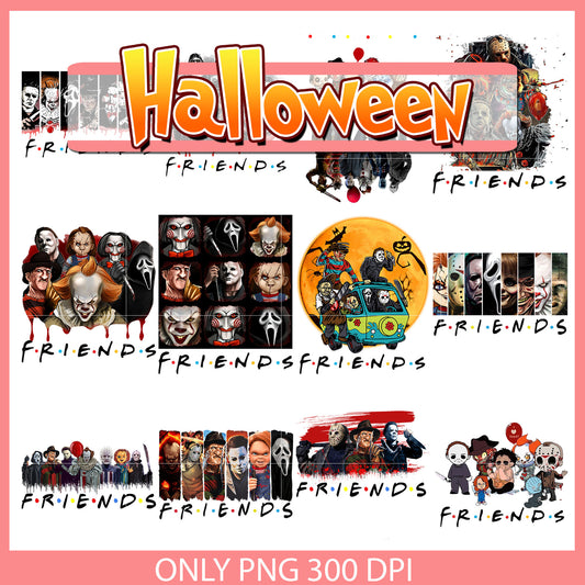 Horror characters friends halloween bundle png, horror movies​ png