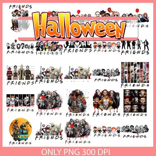 Horror characters friends halloween bundle png, horror movies characters​ png