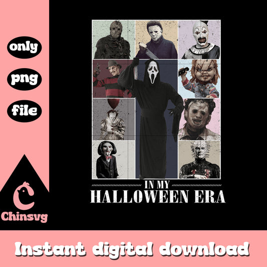 Horror characters inmy halloween era clipart png, scary films png