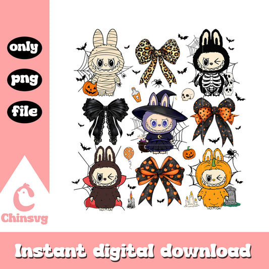 Horror characters labubu bow design png, horror characters movies png