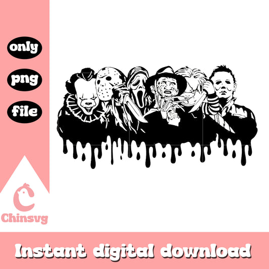 Horror characters outline png, Horror movies characters png