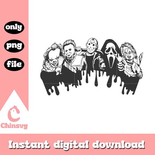 Horror characters portrait outline png, horror portrait png