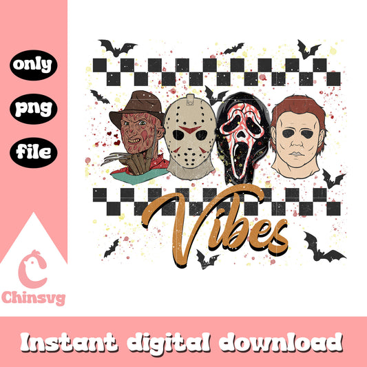 Horror characters portrait retro vibe png, horror movies portrait png