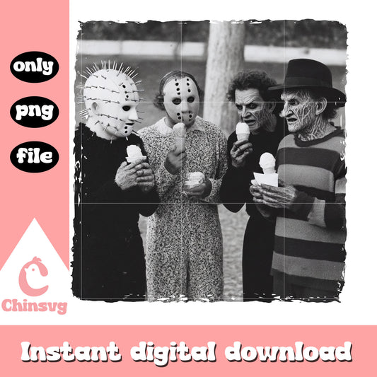 Horror characters spooky movies design png, halloween designs png