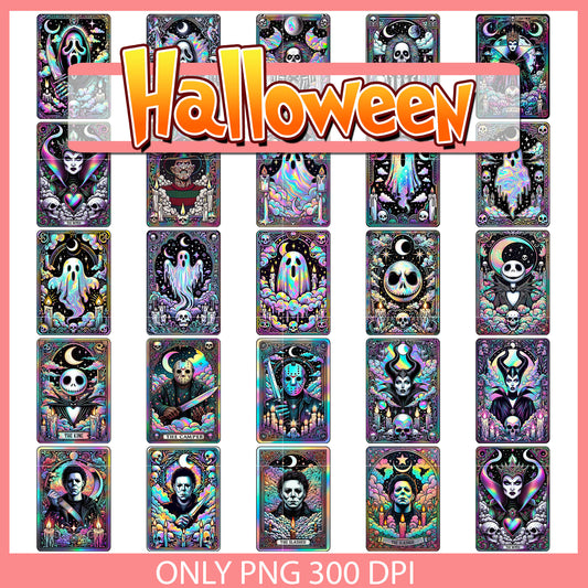 Horror characters tarot card design bunlde png, horror film characters​ png