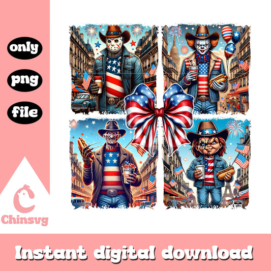Horror characters usa bow 4th of july png, Horror 4th of july png
