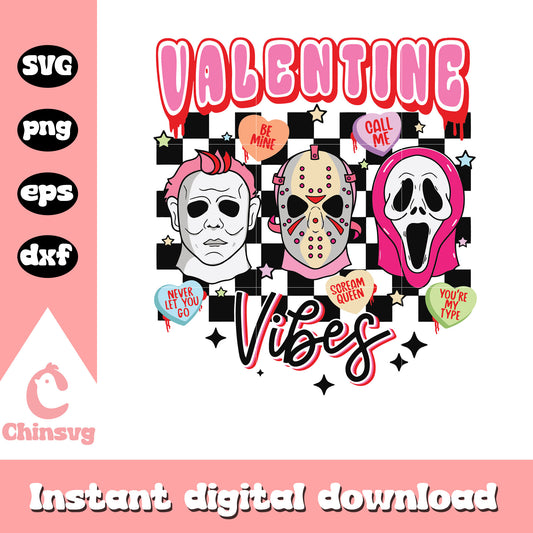 Horror character valentine vibes svg, valentine vibes svg, horror svg