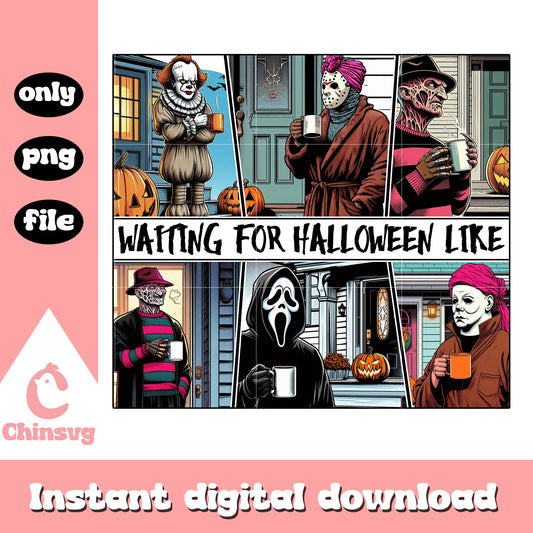 Horror collage waiting for halloween like png, characters horror png