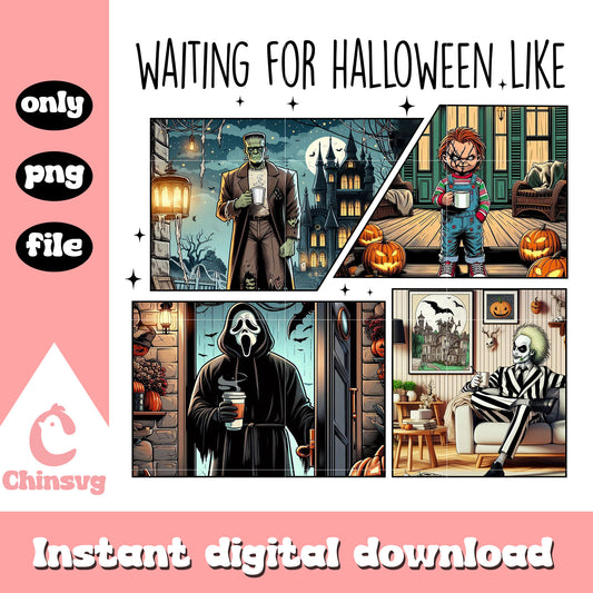 Horror collage waiting for halloween like png, collage horror png