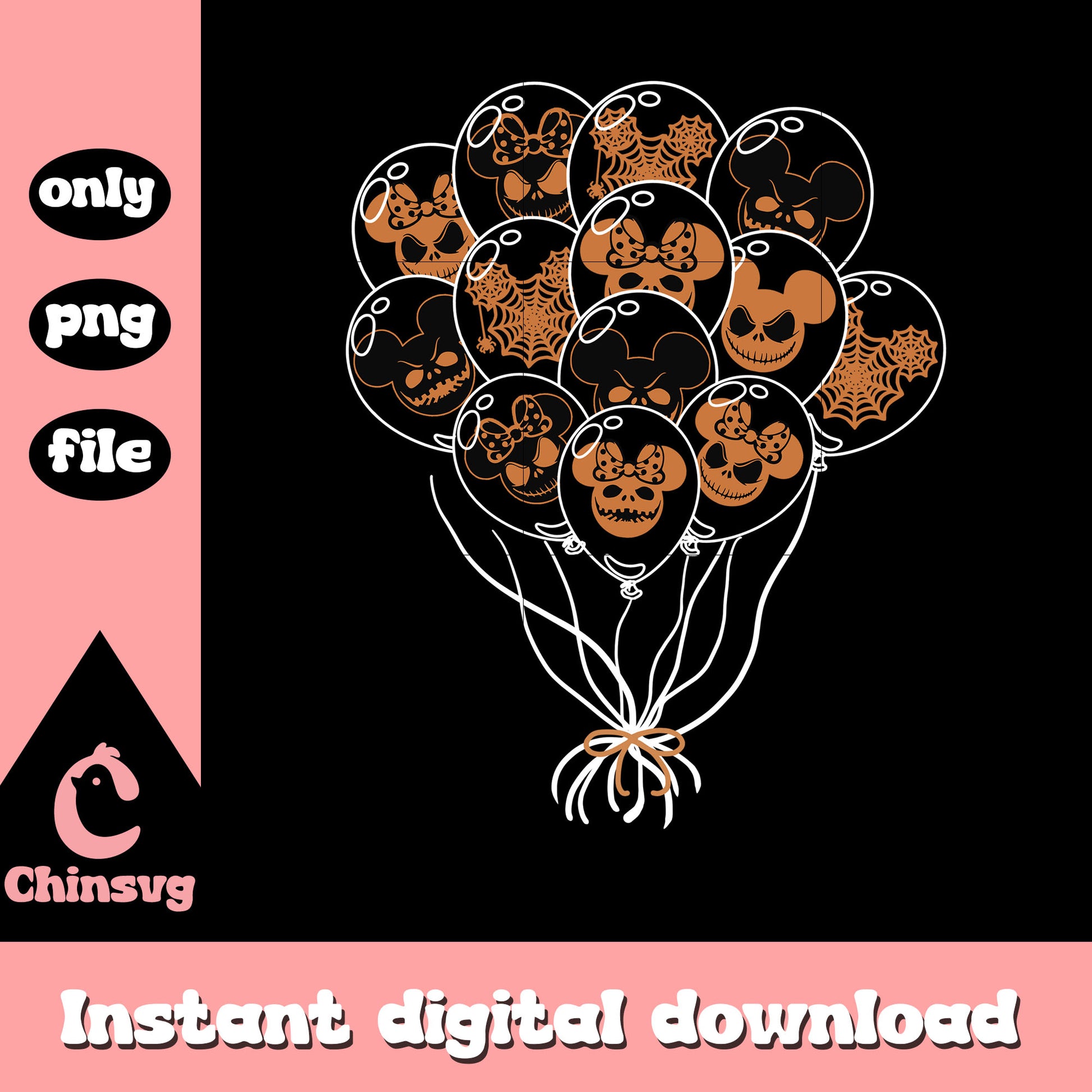 Horror face mickey ear balloons art png, disney mickey movie png