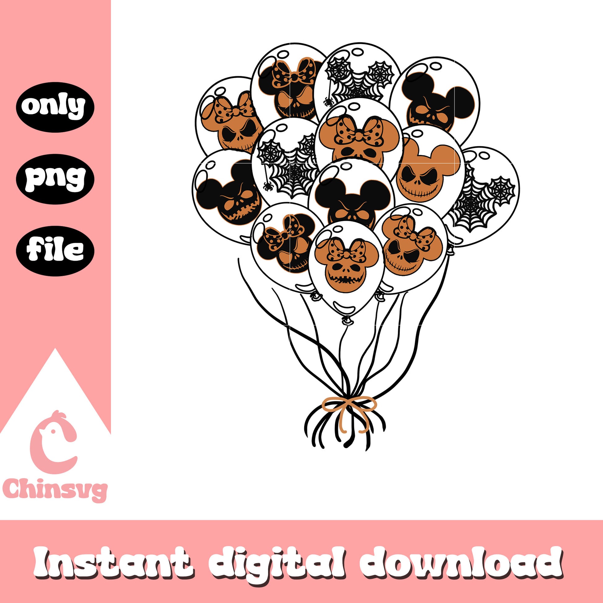 Horror face mickey ear balloons clipart png, disney mickey png