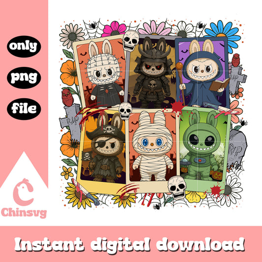 Horror flower labubu costume picture png, halloween movie characters png