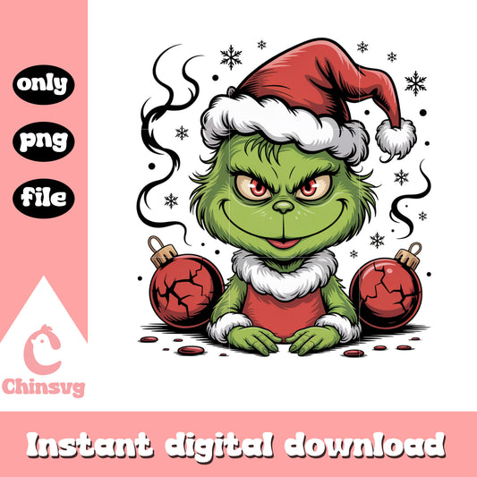 Horror grinch christmas balls png, grinch baby clothes​ png