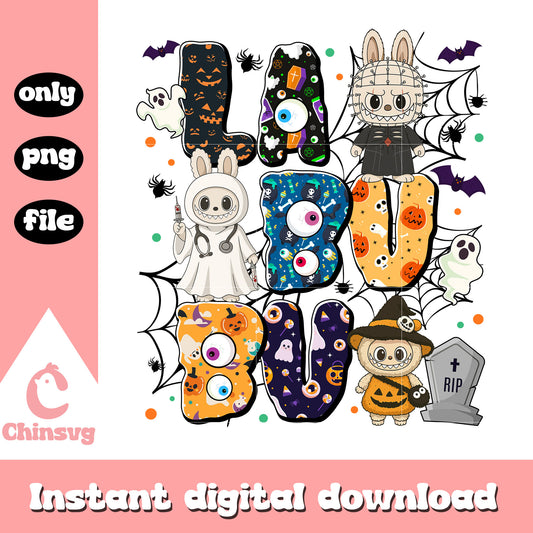 Horror halloween charaters labubu costume png, horror halloween png