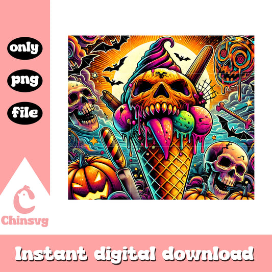 Horror halloween ice cream design tumbler png, halloween day png