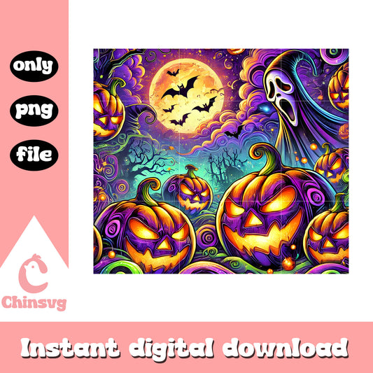 Horror halloween pumpkin design png, clipart halloween png