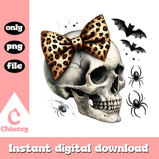 Horror halloween skull coquette bow design png, skull art png