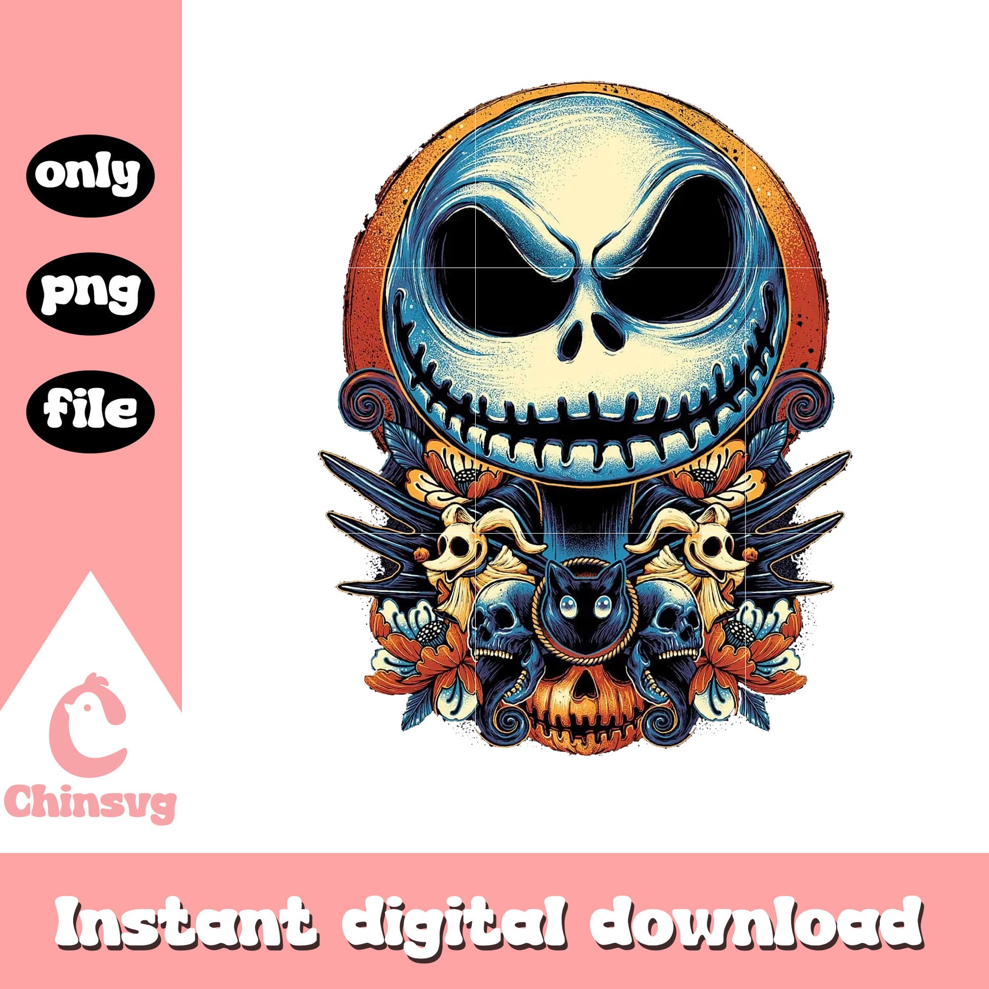 Horror jack skellington face design png, jack skellington png