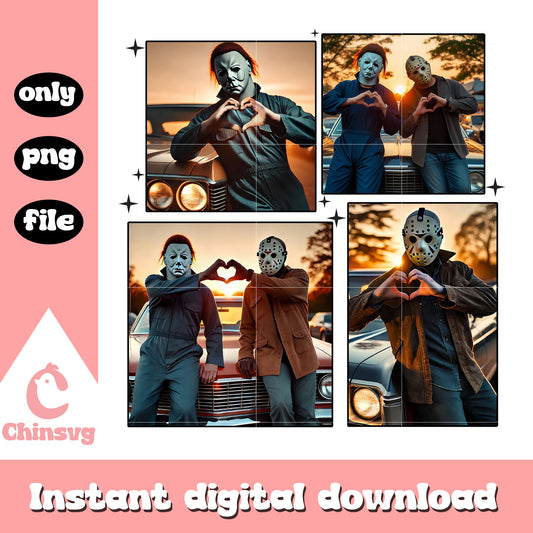 Horror killers heart symbol hand png, love halloween png