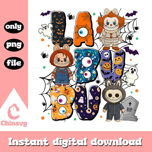 Horror killers labubu cosplay png, halloween spirits png, killers png
