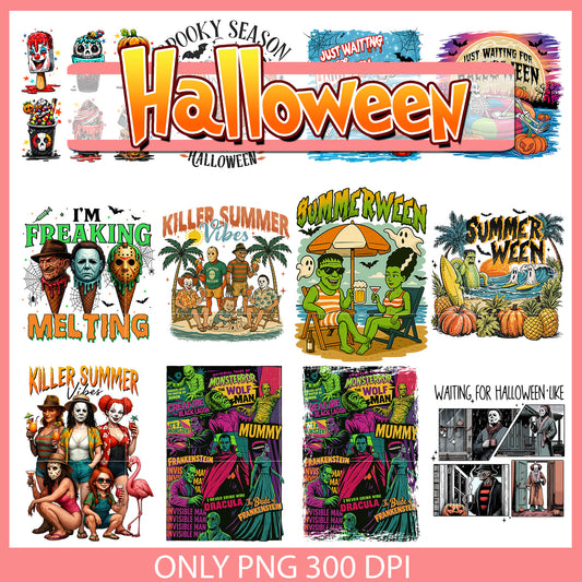 Horror killer summer vibes design bundle png, horror summer​ png