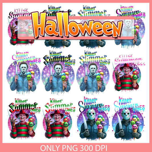 Horror killer summer vibes design bunlde png, summer vibes png
