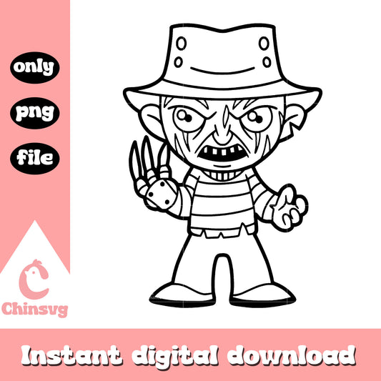 Horror krueger chibi outline png, krueger chibi outline png
