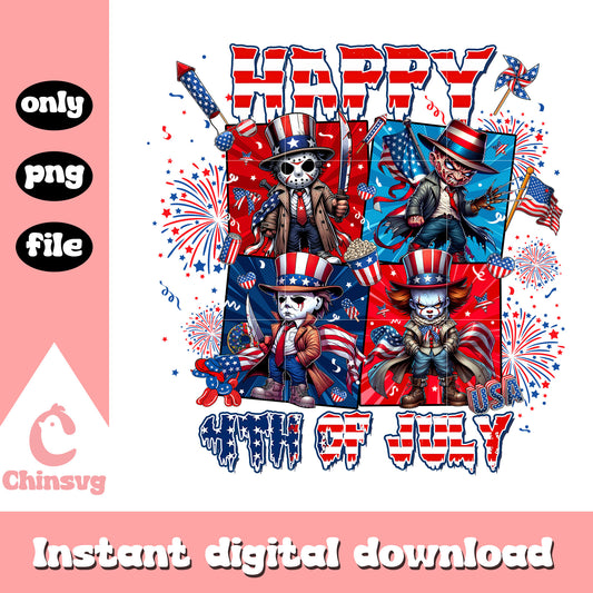 Horror movie happy 4th of july png, Horror chibi happy 4th of july png