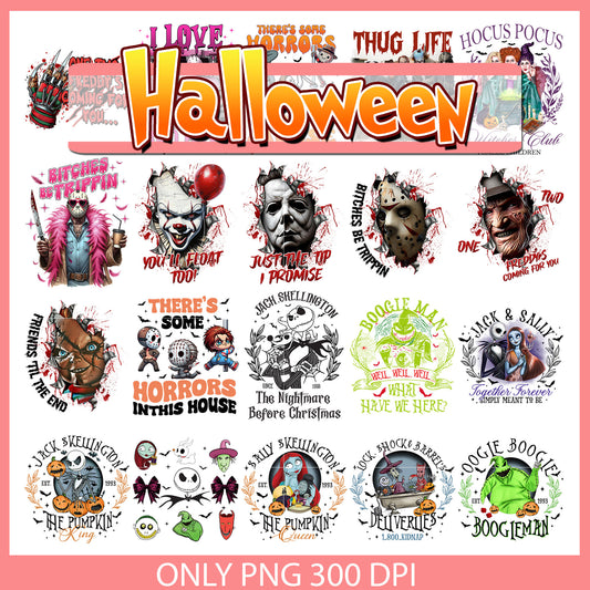 Horror movie quotes design bundle png, halloween horror png