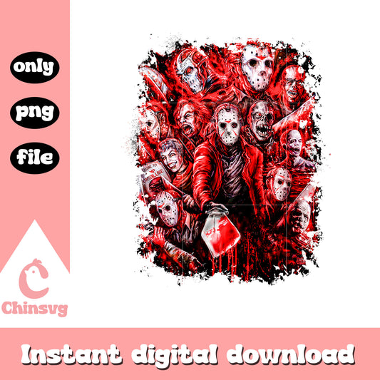 Horror movies blanket design png, horror movie characters png