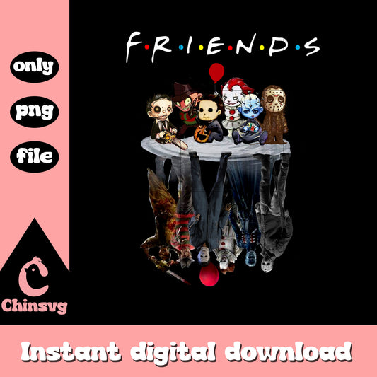 Horror movies friends chibi png, horror chibi png, horror friends png