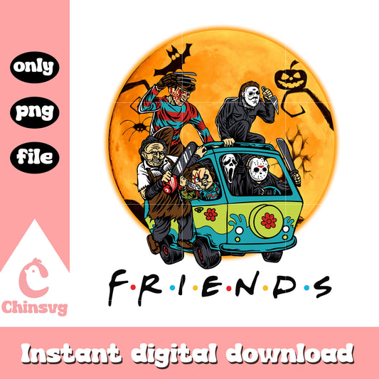 Horror movies friends halloween car png, horror friends car png