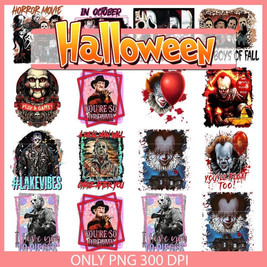 Horror movies halloween design bundle png, horror and movies​ png