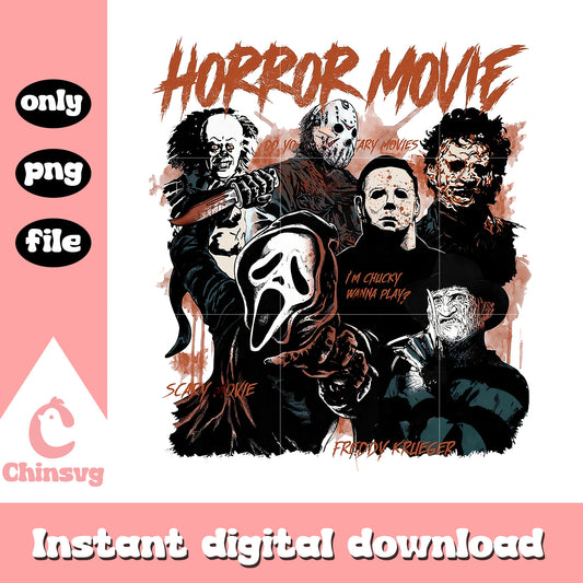 Horror movies retro collage characters png, horror movies png